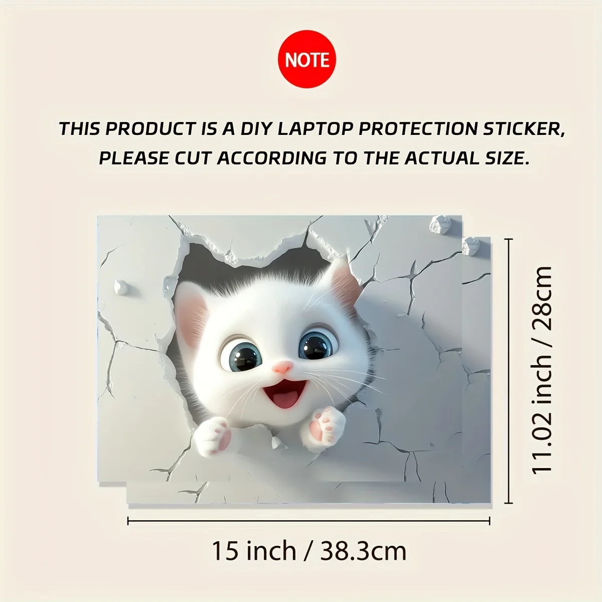 2-Pack Cute 3D Cartoon Cat Vinyl Stickers - Waterproof, Scratch Resistant, and Easy to Attach/Remove | Perfect for Laptops