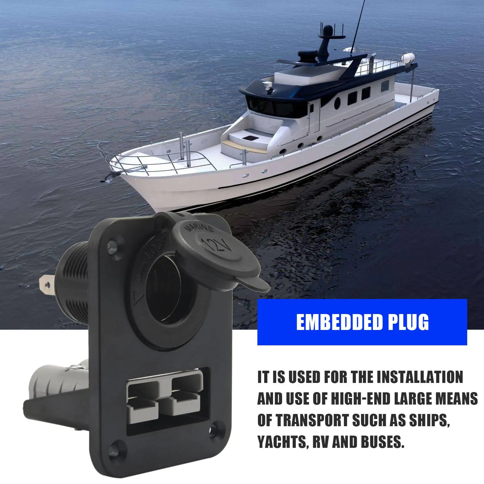 for Anderson Plug C-Igarette Lighter Socket Charger Flush Mount Recessed Plate for Caravan Camper Boat Truck