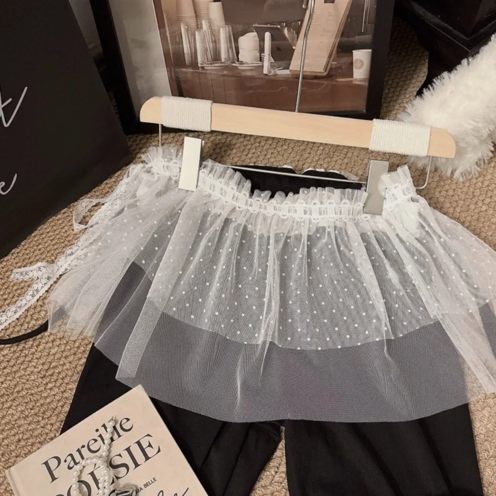 Dolce minigonna in pizzo Y2k Lolita gonna in garza stile coreano gonna corta con bordi arricciati con lacci da donna