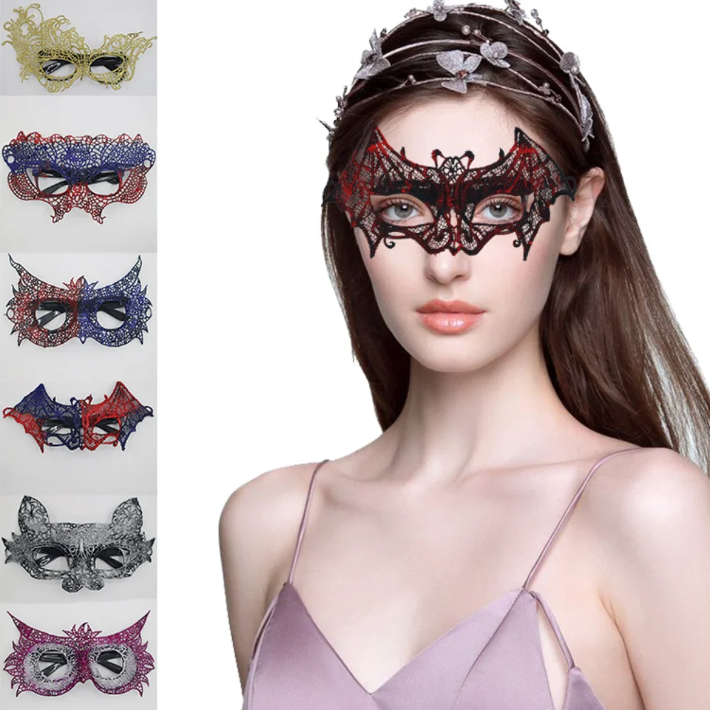 Masque facial de mascarade en dentelle creuse pour femmes, accessoires de fête de bal, Cosplay Sexy, masque de mascarade d'halloween, masque pour les yeux en boîte de nuit