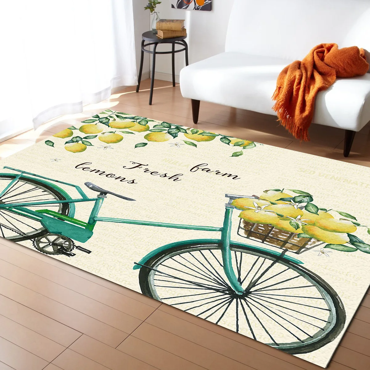 

Summer Farm Lemon Bicycle Living Room Carpet Coffee Table Floor Mat Study Bedroom Bedside Home Decoration Large Rug Floor Mat