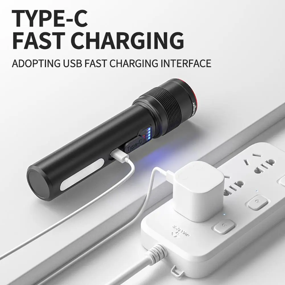 جديد تلسكوبي التكبير مشاعل نوع قابلة للشحن السوبر مشرق المحمولة سبائك الألومنيوم مصباح يدوي للتخييم في الهواء الطلق الصيد