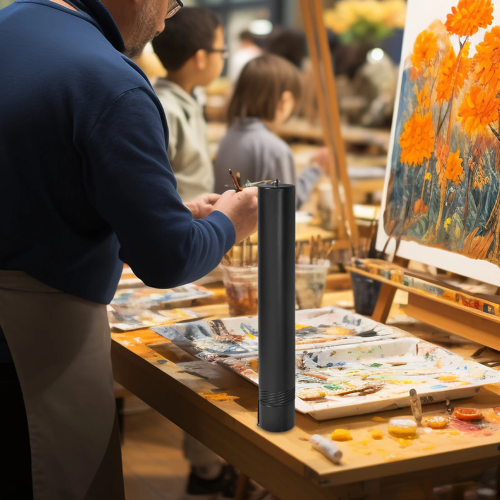 أنبوب رسم تصغير أنبوب تخزين بلاستيكي متوسط يوسع من 20 إلى 35 بوصة أسود مقاوم للماء ملصق مخطط قابل للتعديل #5