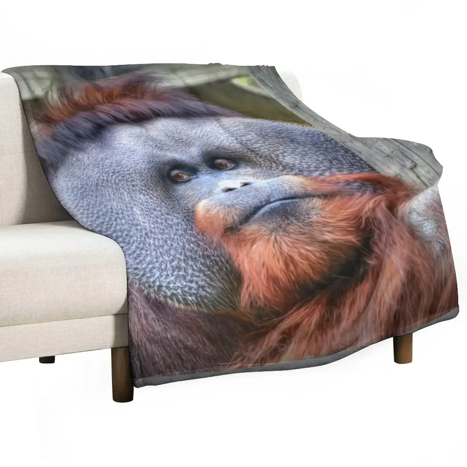 Orangutan Throw Blanket for sofa Picnic Blankets