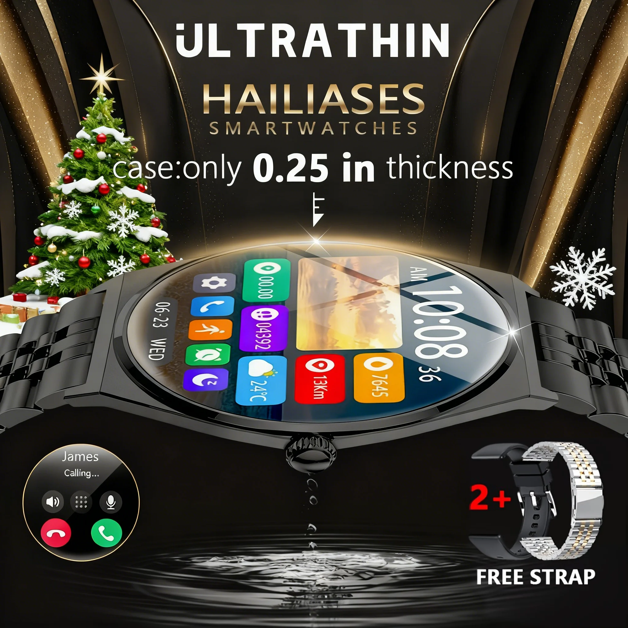 

New Women Smart Watch 1.43"AMOLED Full Touch Screen Bluetooth Call Blood Pressure IP68 Waterproof NFC 6.5mm Ultra-thin bracelet