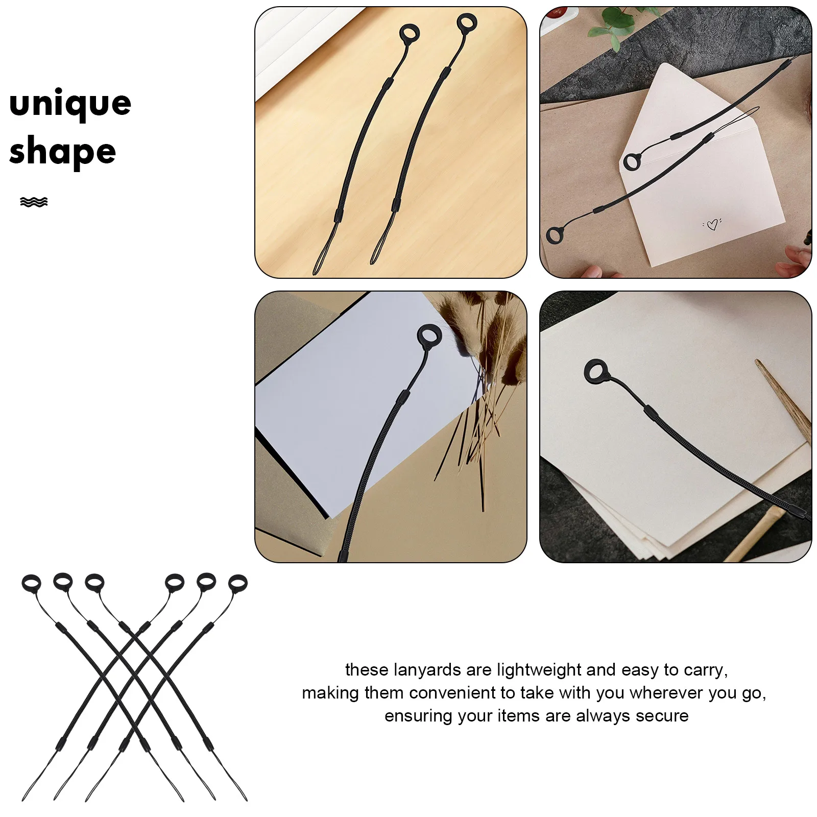 6pcs Anti Loss Pen Lanyard With Retractable Clip For Tools For Teachers Doctors Construction Workers Black Silicone Pen Holder