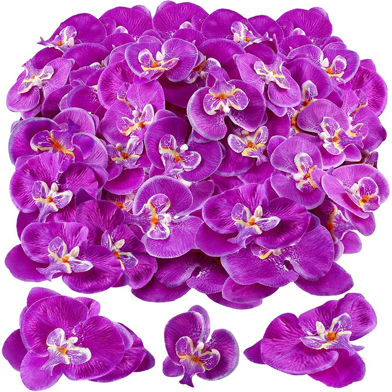 

6Pcs 9cm Artificial Silk Phalaenopsis Orchid Heads Fake Phalaenopsis Floral for Home Room Wedding Decor DIY Photography Props