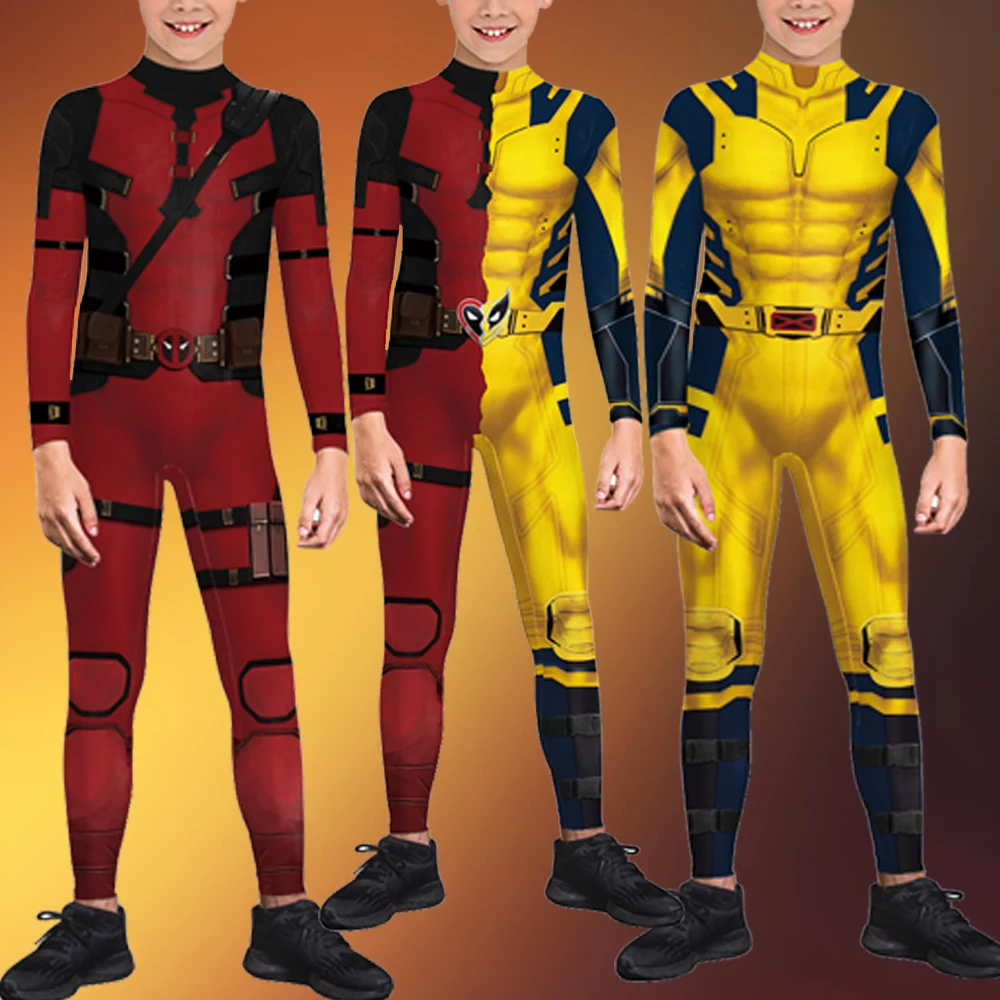 Zawaland-Deadpool Wolverine Fantasia Cosplay para Meninos e Meninas, Macacão Halloween, Bodysuit Super-herói, Zentai Cosplay, Festa Zante