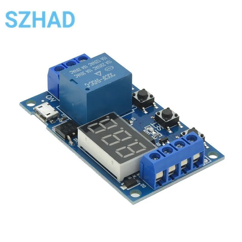 1 Channel 5V Relay 6-30V Relay Module OFF/ON Switch Trigger Time Delay Circuit Timer Cycle 999 minutes Adjustable XY-J02