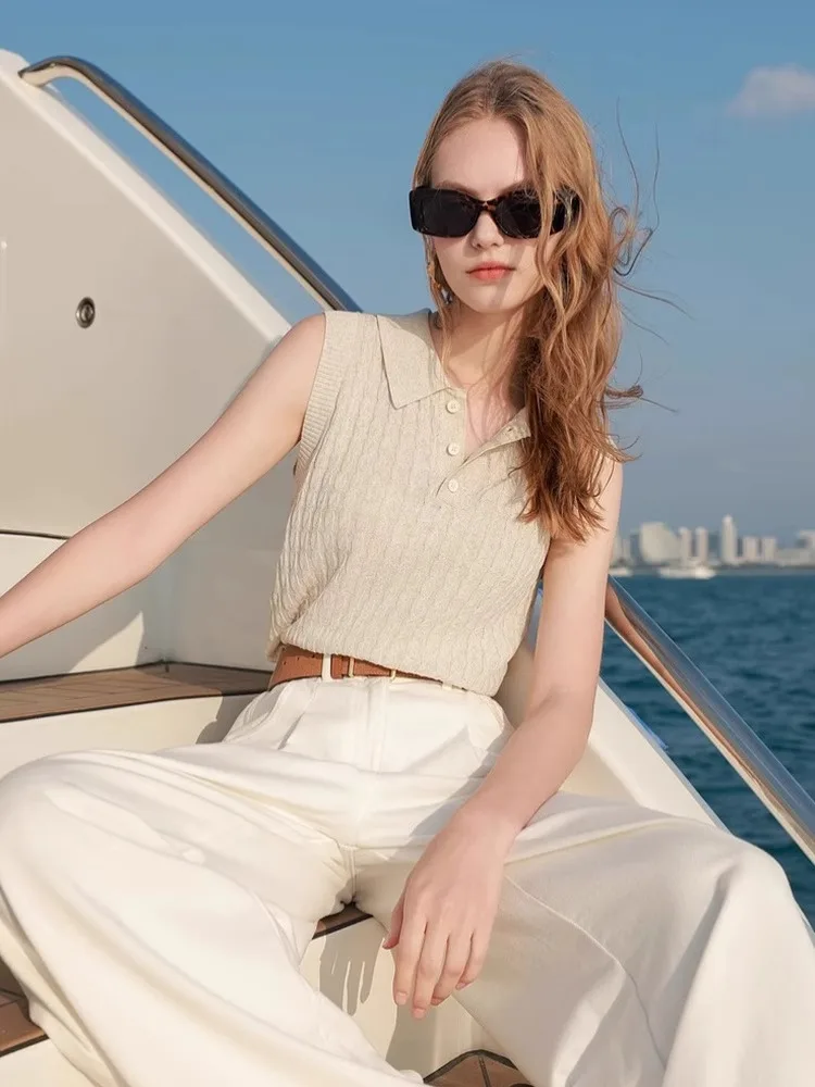 Maglione lavorato a maglia estivo pigro coreano Sle Pure Color Svel Overhead Faion Vest Pendolarismo Casual Loose Fit Button Detail