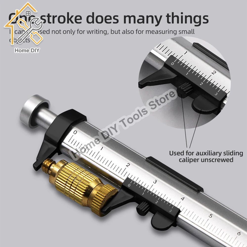 0-100mm Vernier Caliper Roller Plastic Mini Vernier Caliper with 0.5mm Gel Ink Pen Model Slide Measuring Gauging Tools