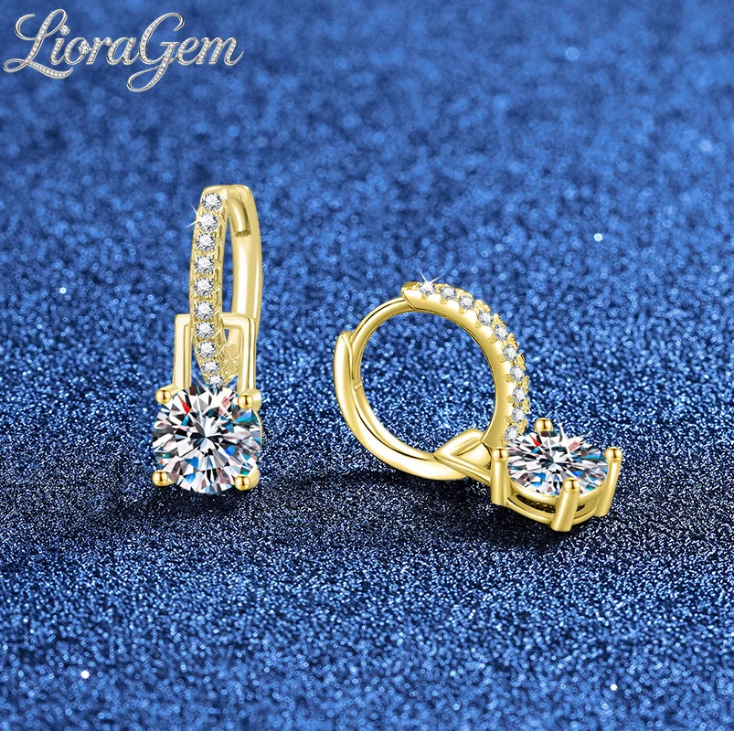 

LioraGem Elegant 1-carat D Color Moissanite Earrings, A Design with Two Wearing Styles Ear Clasp 18K Gold Stamp Birthday Gifts