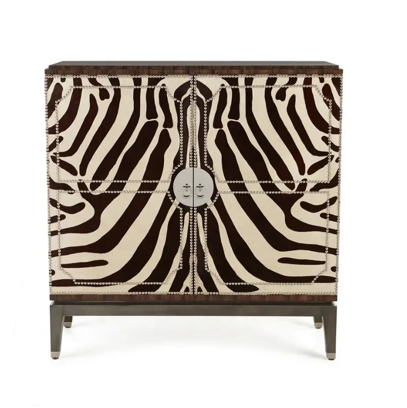 

/Custom-made New Design Home Decor Luxury Hallway Entryway zebra Leather Console Table Wood