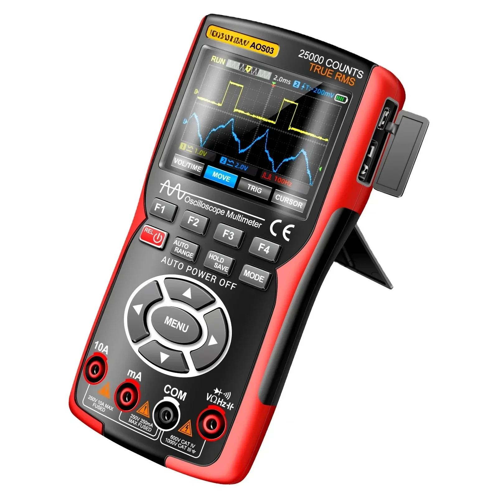 AOS03 Oscilloscope Multimeter Signal Generator Waveform Output Handheld Battery  LCD Screen Display Multimeter