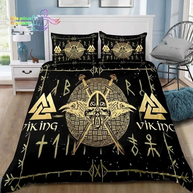 Viking Pattern Nordic Mythology Raven Bedding Set Single Twin Full Queen King Size Bed Set Adult Kid Bedroom 3D Print