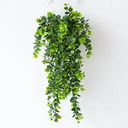 80cm 인공 녹색 식물 유칼립투스 포도 나무 인공 유칼립투스 잎 매달려 식물 녹색 야외 홈 장식 꽃