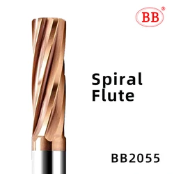 Flauta espiral BB, cortador de Metal de carburo sólido, CNC, tolerancia de acero, herramienta H7, BB2055