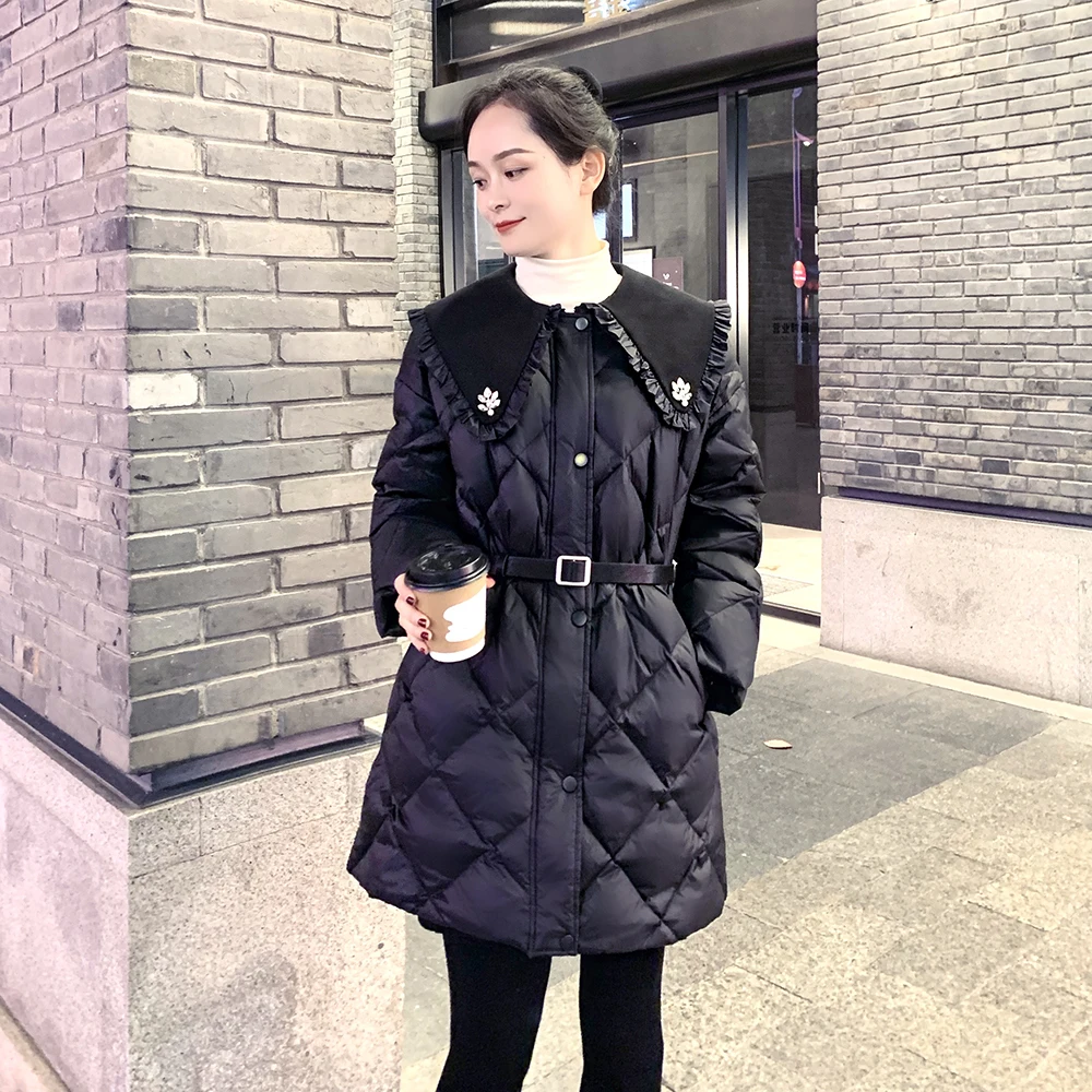 Fashion 2023 Cotton Jacket Winter Women Down Cotton Coats Winter Argyle Plaid Long Sleeve Sweet Coat Female Casual Warm Parkas