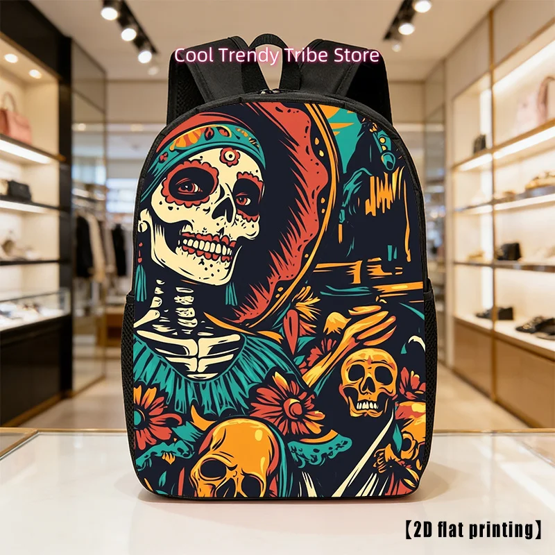 Mexican Spirit Large-Capacity Lightweight Backpack with Mexican-Themed Print - Unisex Laptop Bag Suitable for Hiking, Commuting,
