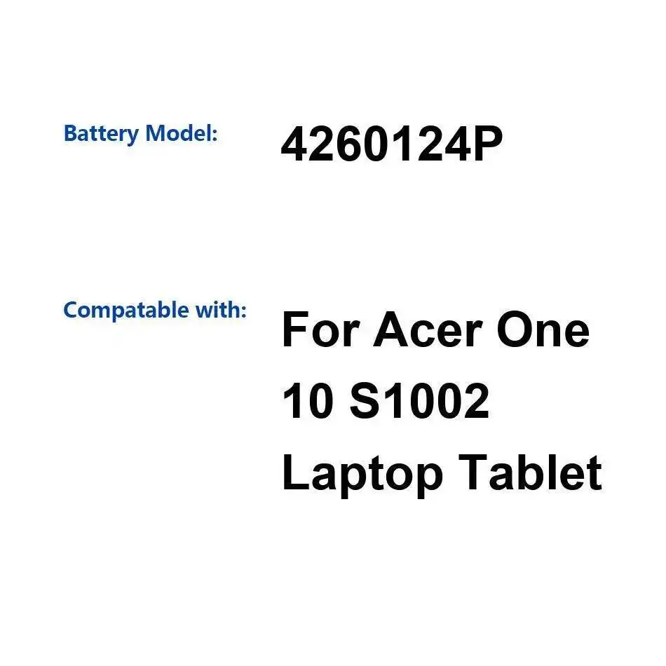 لشركة أيسر تبويب واحد 10 S1002 4260124P 8400Mah بطارية الجهاز اللوحي عالية السعة