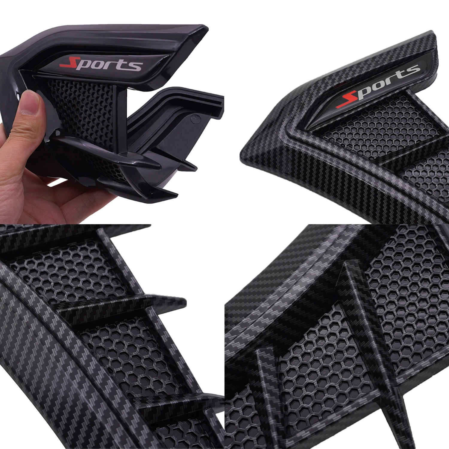 Universal 2PCS Fender Hood Wing Decals Ventilation Sticker Side Air Flows Wing Vents Cover Car Air Flows Intakes Hole Grilles - view 4