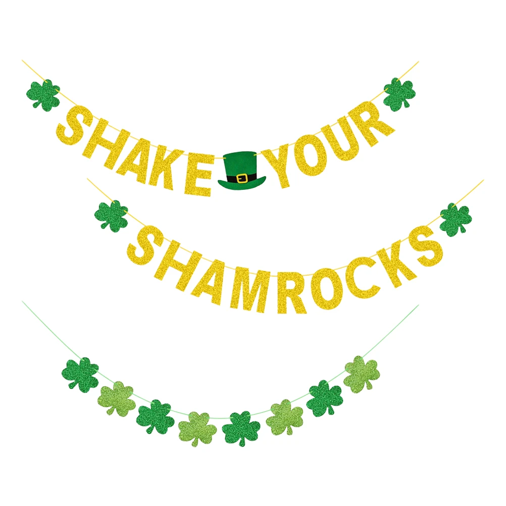 

Patrick's Day Banner Party Bunting Decorations Pendant Flash Powder Hanging nament Saint Paper Festive