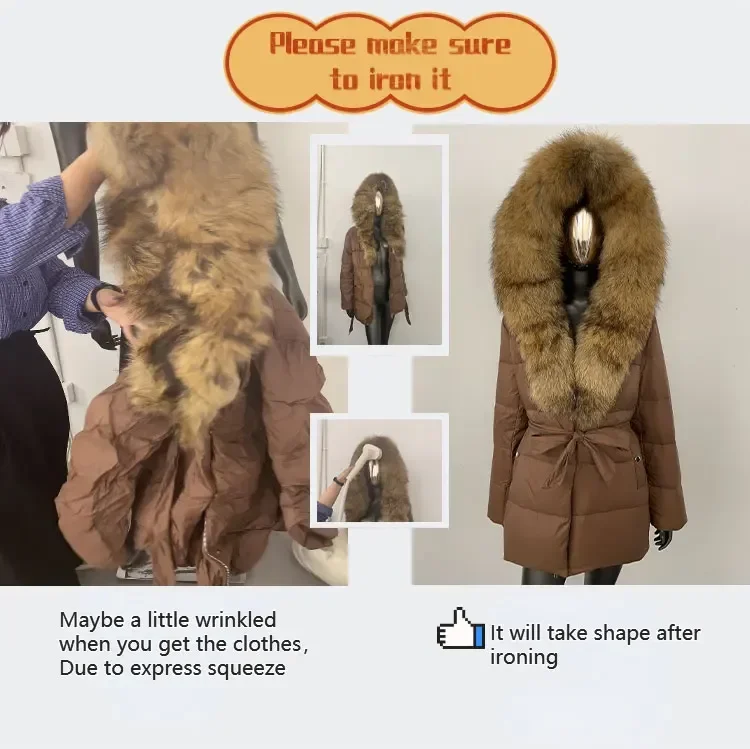 OFTBUY Goose Down Real Fox Fur Collar Lightweight Quilted Zip Up Clothes New Winter Puffer Coat Women Short Hooded Down Jacket