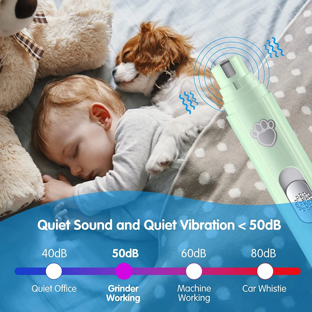 

Electric Dog Nail Grinder USB Rechargeable LED Light Pet Nail Grinder Painless 2-Speed with Polisher Wheel for Pet Paws Grooming