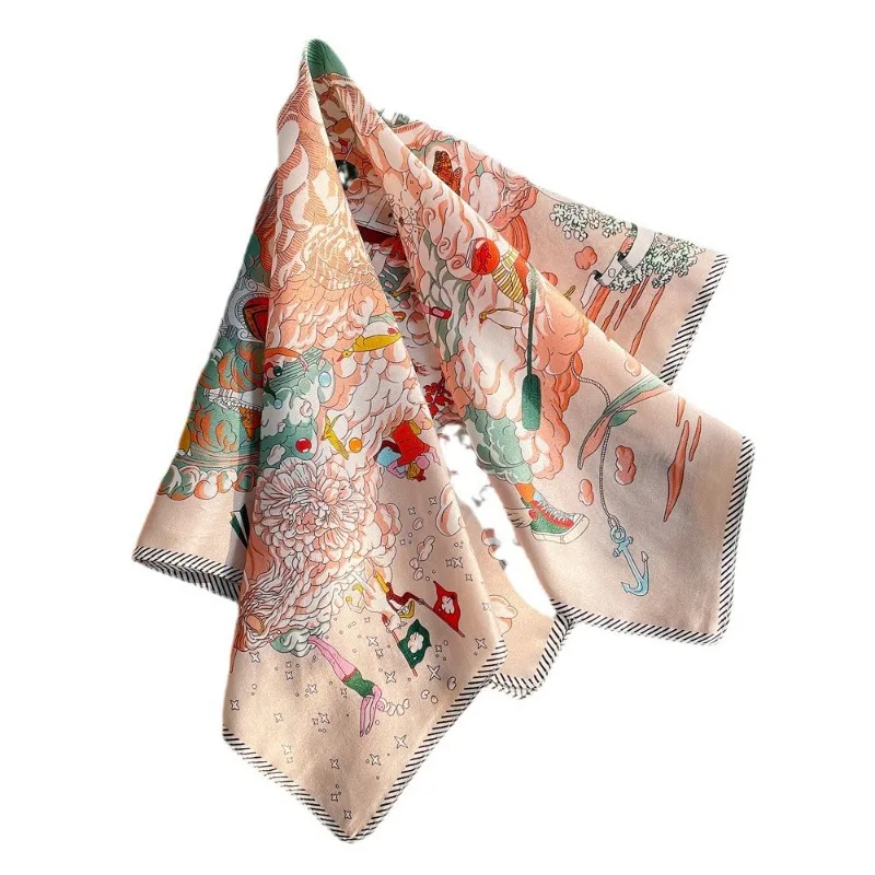 

100% Mulberry Silk Square Scarf Soft Skin-friendly Neck Scarf Portable Versatile Head Wrap Bag Ornament For All Seasons