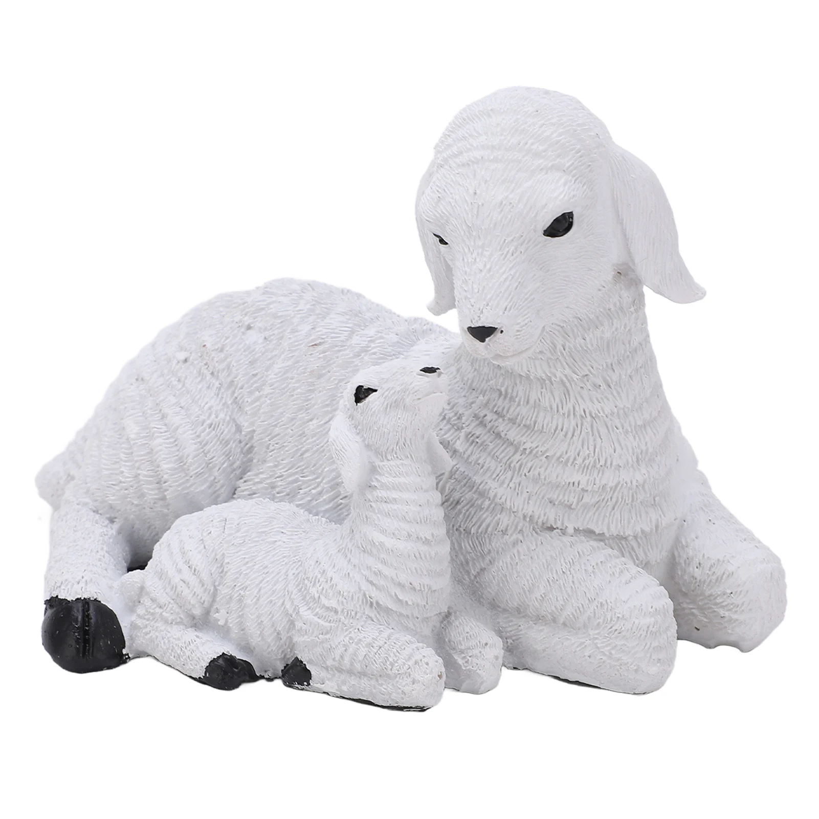 Sheep Figurines Rustic Style Distressed Look Resin Decorative White Lamb Ornaments For Farm Themed Crafts