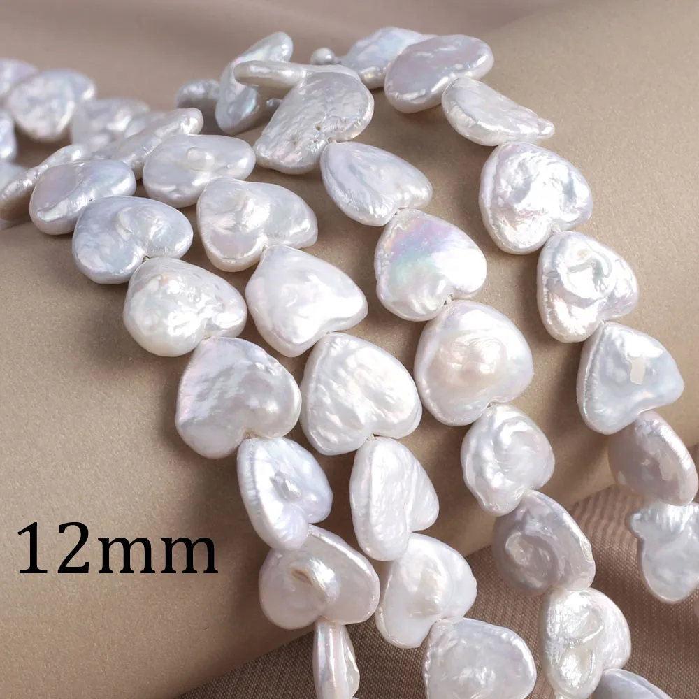 

12mm White Heart-shaped Pearl Natural Freshwater Pearls Loose Spacer Beads for Jewelry Making DIY Necklace Earrings Accessories