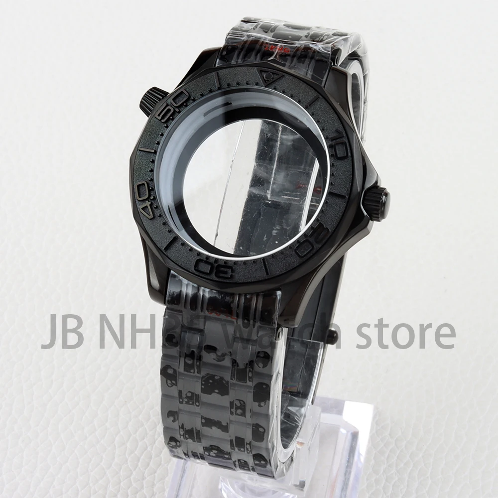 عالية الجودة الأسود PVD 41 مللي متر NH35 الحال بالنسبة ل سيماستر 300 600 Mod NH35 NH36 حركة 31 مللي متر الهاتفي الفولاذ المقاوم للصدأ حزام مقاوم للماء #3