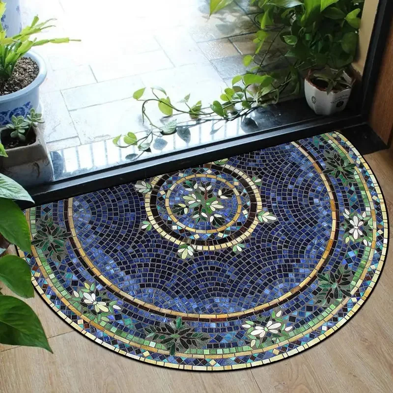 VIKAMA 반원형 플란넬 카펫 부드럽고 편안한 주방 카펫 실내 실외 입구 문 매트 홈 장식