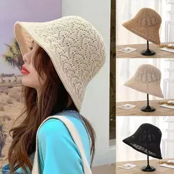 New Fashion Women Girls Bucket Hats Double-sided Fisherman Hats Panama Hat Breathable Foldable Cap Outdoor Sunscreen Bucket Hat