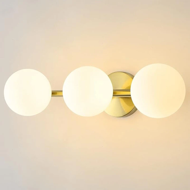 

Nordic LED Glass Wall Lamp Minimalist Triple Head Cream White Sphere For Bedrooms Hallways Dressing Rooms Decorative Lighting
