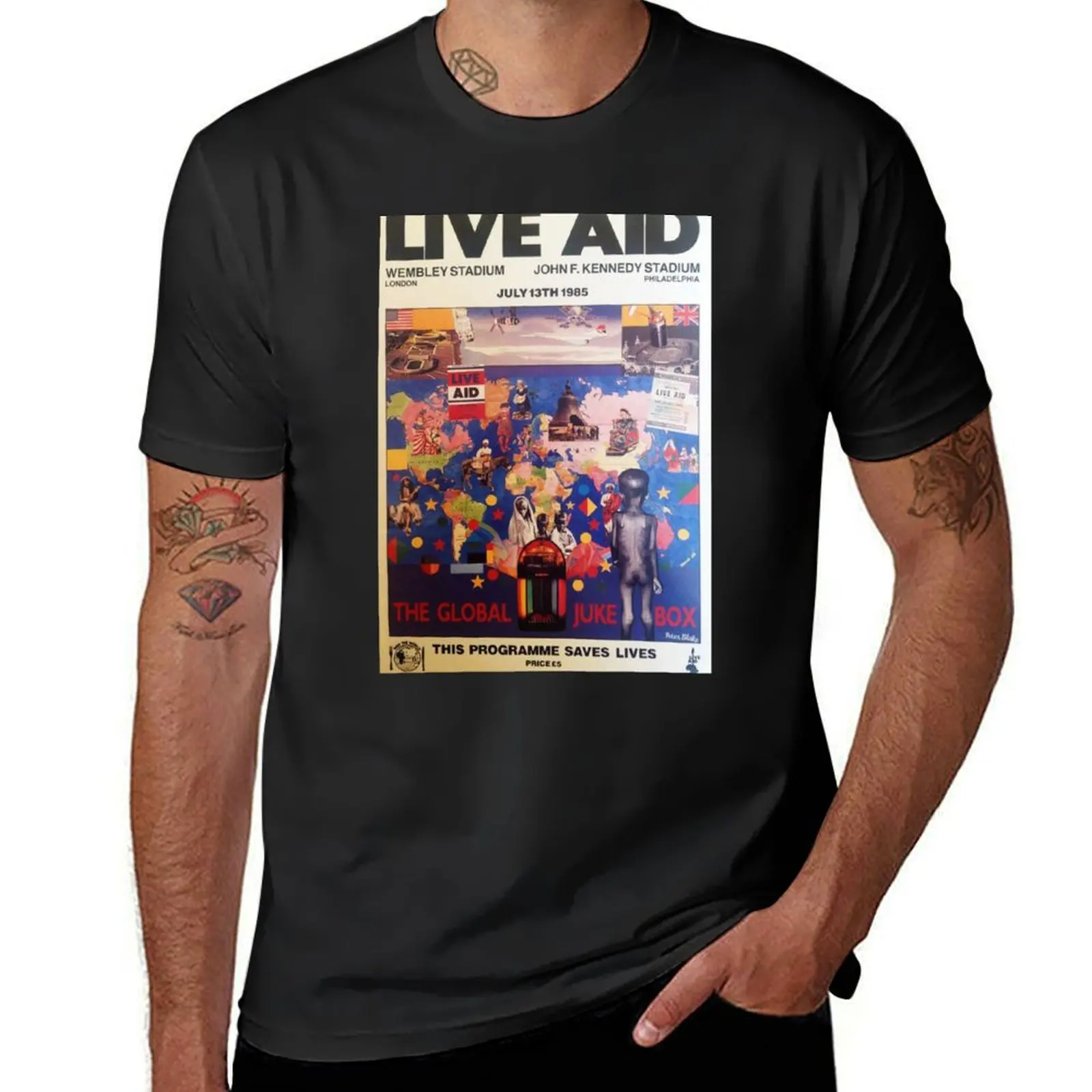 

Vintage Music Art TheLive Aid 1985 T-Shirt quick drying customs design your own t shirts men