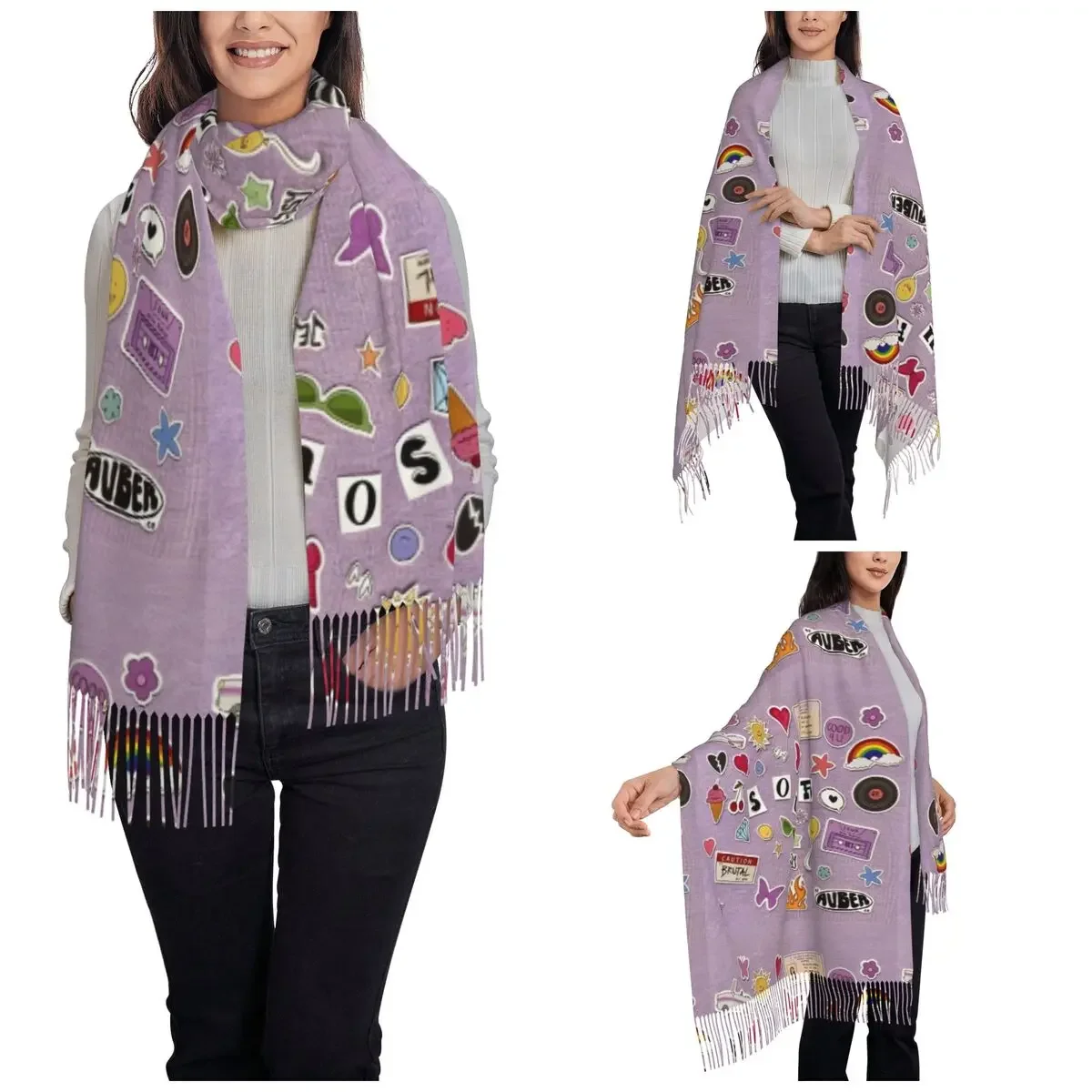 Womens Scarf with Tassel Vampire Rodrigos Sour Designs Long Winter Fall Shawl and Wrap Gifts Cashmere Scarf