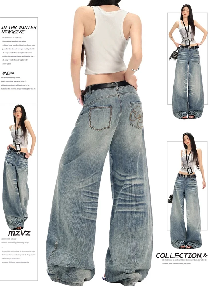 

2024 осень зима женские американские винтажные джинсовые брюки Y2K 2000-х годов мешковатые Tomboy Jean японский Harajuku мужские широкие брюки высокого качества