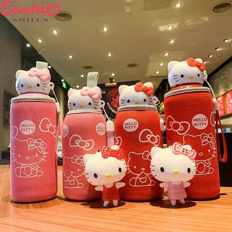 Sanrioed Anime peryferyjne HelloKittys Cartoon kubek termiczny w stylu Kawaii 200/280Ml przenośne szczelne dziecko studentka prezent