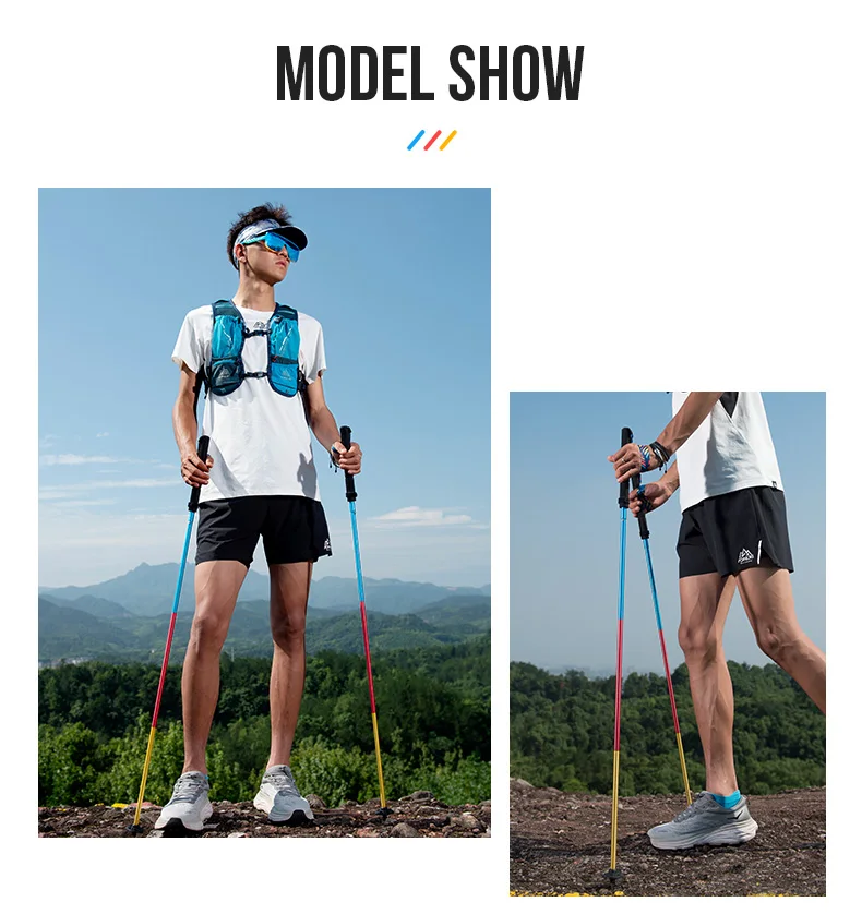 2pcs AONIJIE New Folding Outdoor Quick Lock Hiking Pole Walking Stick 105cm 115cm Trekking Pole For Height 155cm to 175cm