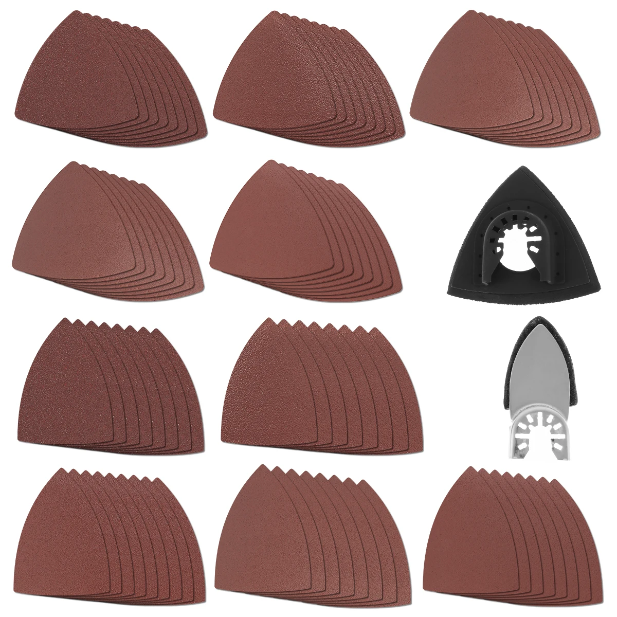 

82pcs Sand Pad Assorted Set 60/80/120/180/240 Grits Sanding Sandpaper Pad 80x80mm Triangular Sand Pad 85*35mm Finger Sand Pad