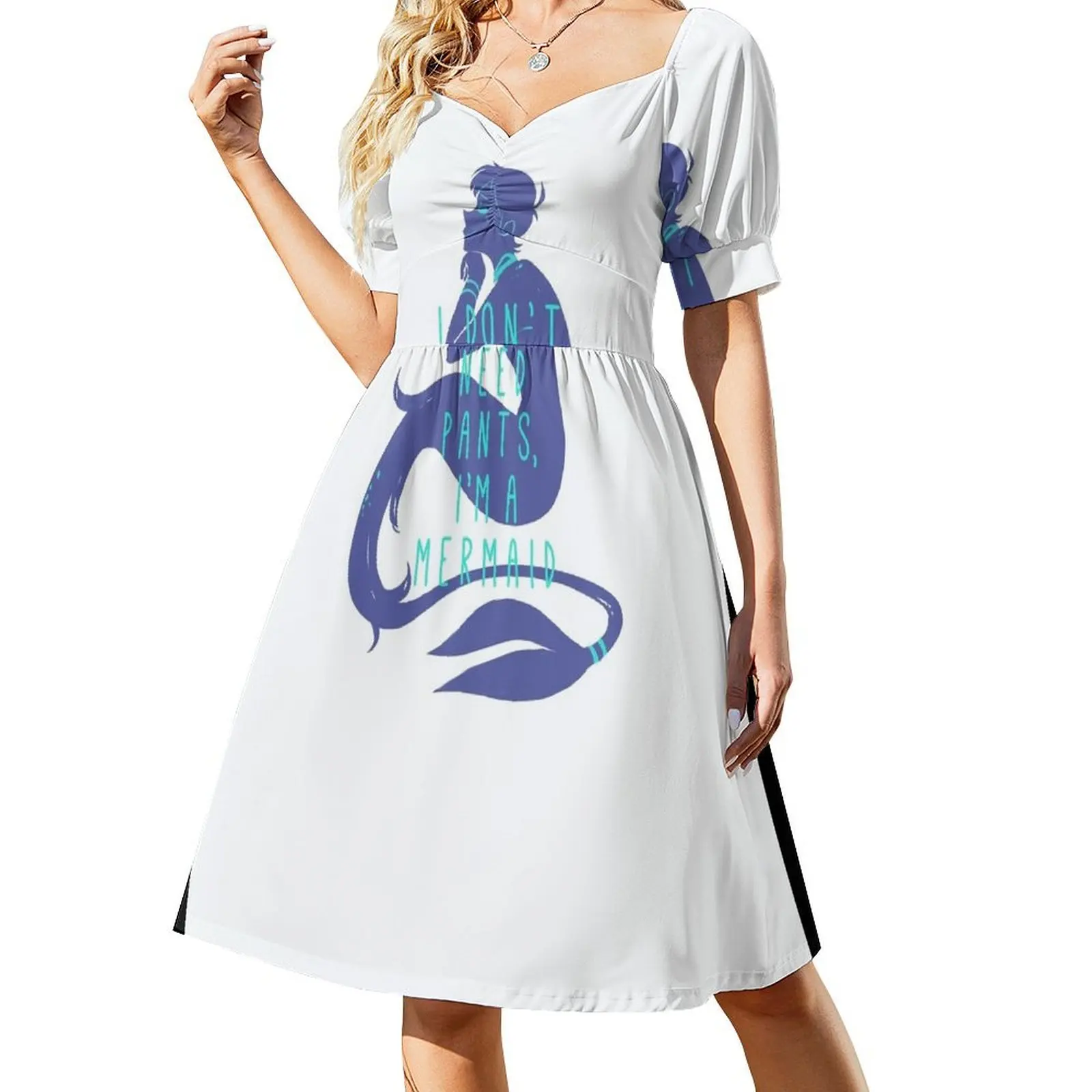 

I'm a mermaid Short-Sleeved Dress beach dresses loose women's dress