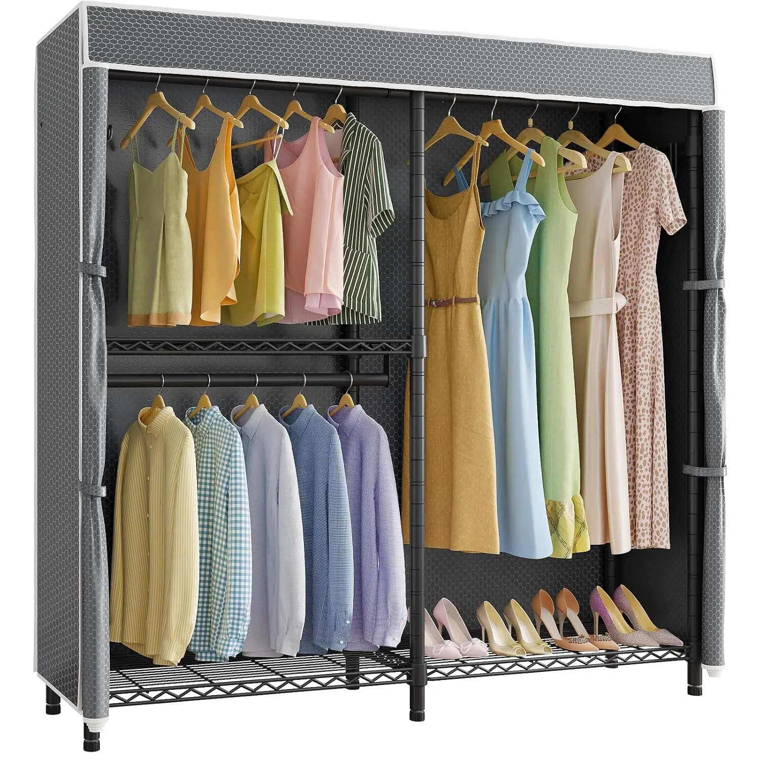 Portable Closet Heavy Duty Covered Clothing Rack for Home, Customized