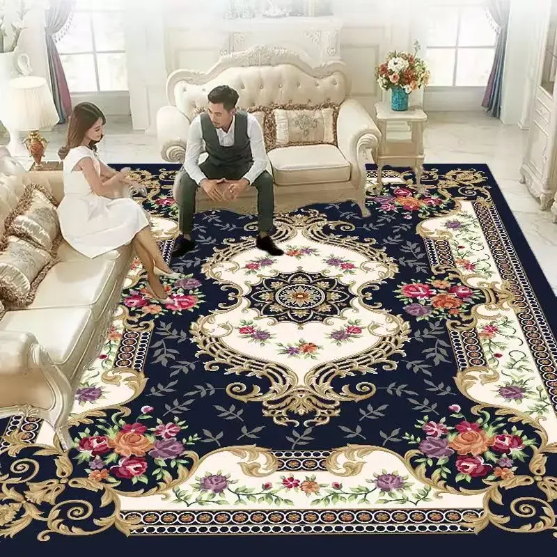 Vintage Bohemian style carpet, European style bedroom, living room, coffee table, floor mat, ethnic style home decoration carpet