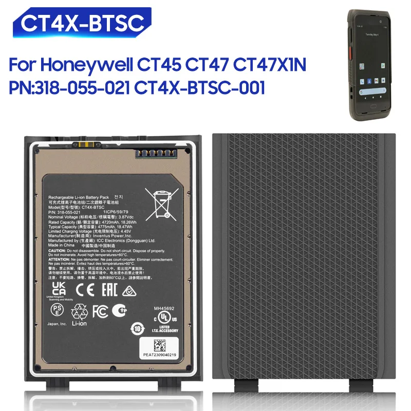 Neuer Ersatzakku CT4X-BTSC für Honeywell CT45 CT47 CT47X1N CT4X-BTSC 318-055-021 CT4X-BTSC-001 4775mAh