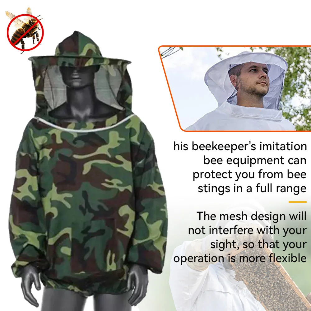 Beekeeping Suit Bee Proof Clothing Beekeeping Equipment Half Body Top Jacket Suit Bee Clothes Anti-bee Hooded Beekeeping Tool