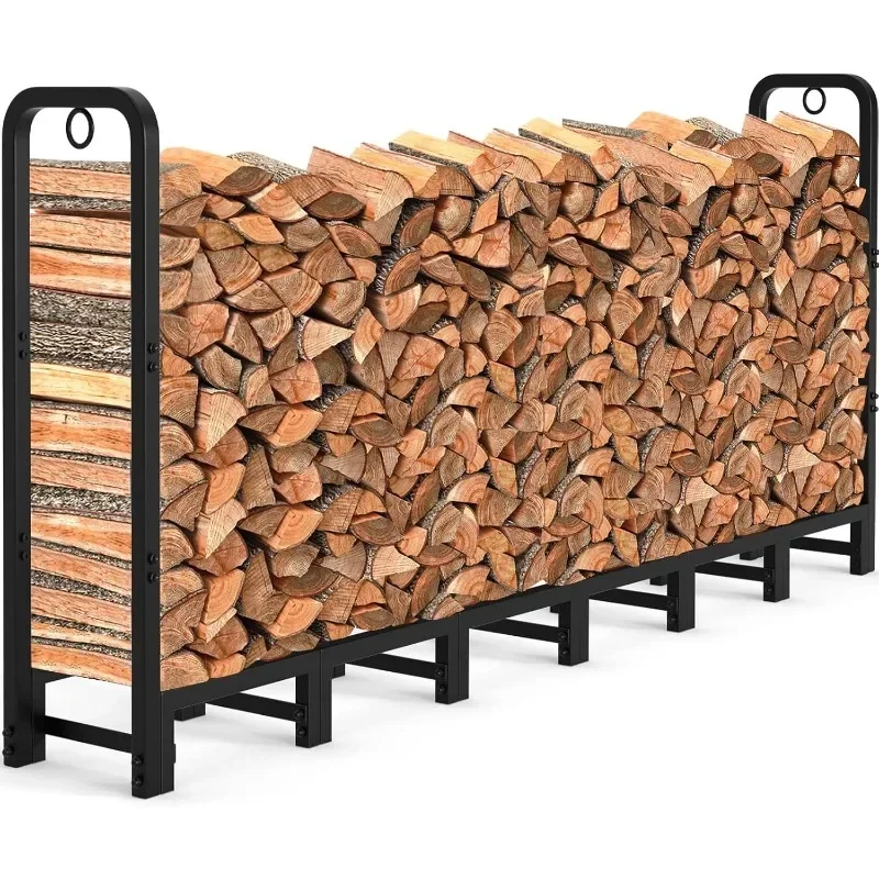 Fireplace Firewood Stack Storage Rack for Patio Deck Metal Log Rack Tubular Steel Wood Stacker Outdoor Tools Accessories