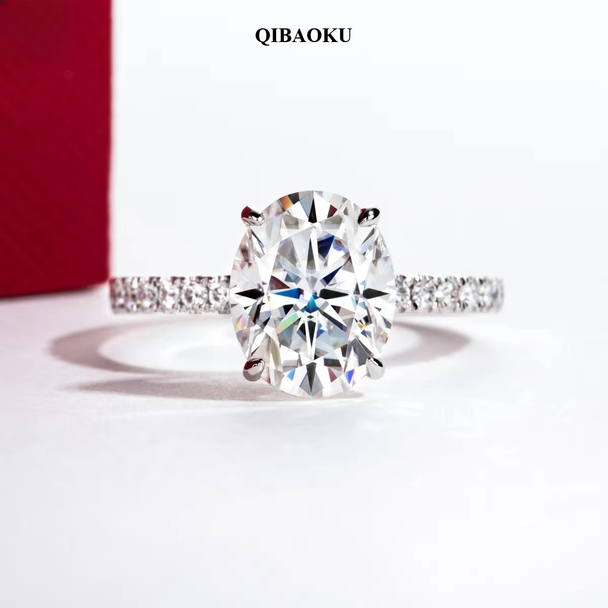 QIBAOKU 14K White Gold 3ct Oval Cut D Color Moissanite Engagement Ring Cer Yellow Gold Promise Rings for Women Anniversary 2026