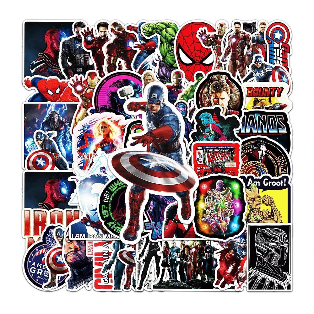 10/30/52PCS Disney Marvel The Avengers Super Hero Cartoon Stickers Graffiti Decals DIY Laptop Car Bike Toy Sticker For Kids Gift