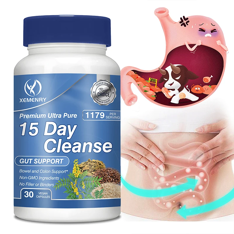 

15-Day Cleansing Capsules - Supports Gut Health, Improves Digestion, Metabolism, Intestinal Cleaning and Detox
